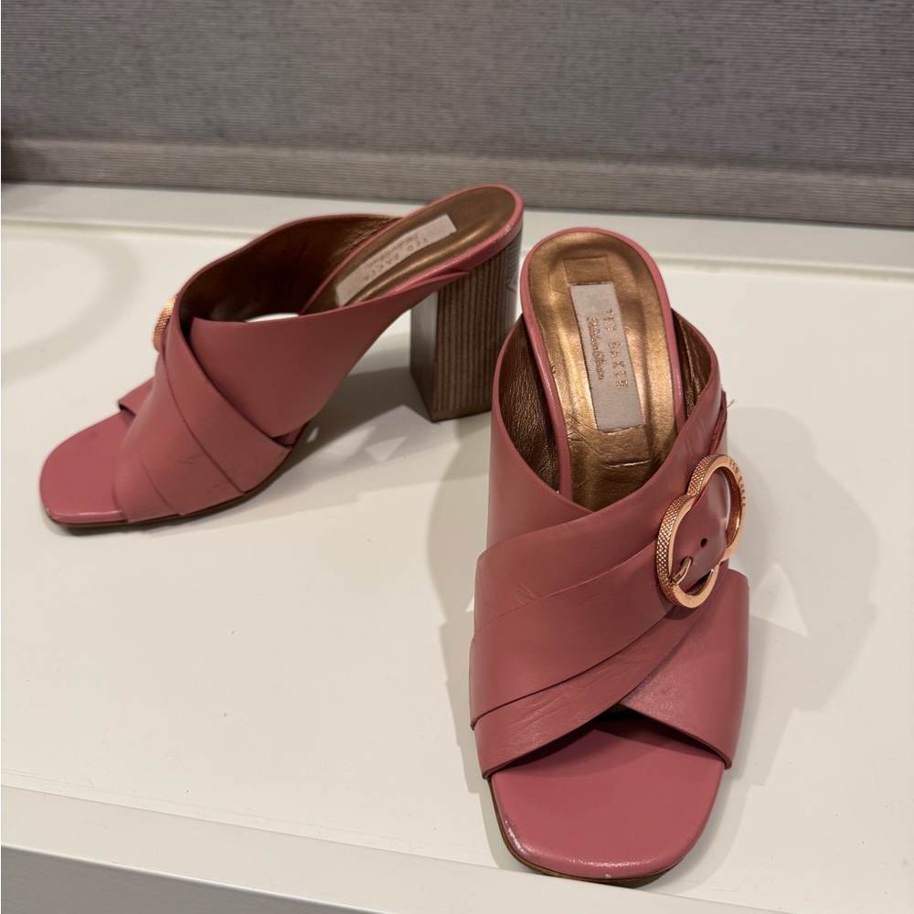 Ted Baker Pink Mules with Rose Gold Accent